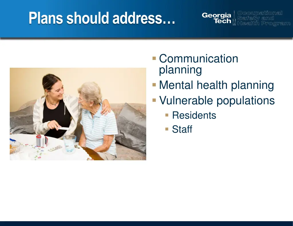 plans should address 1