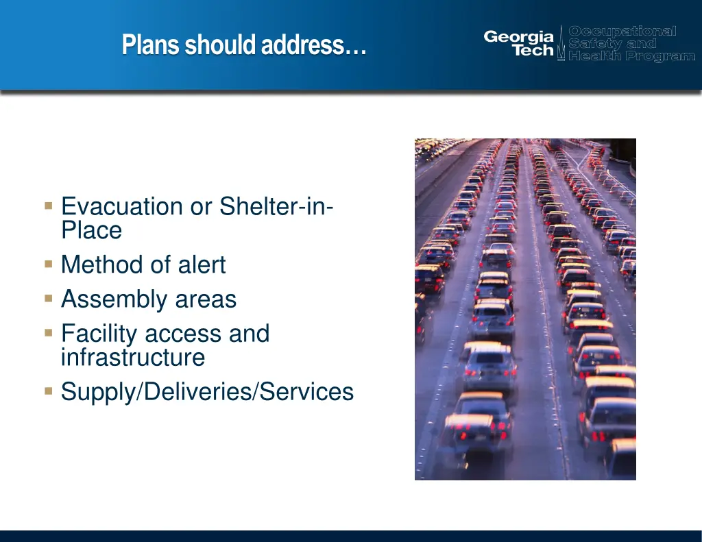 plans should address