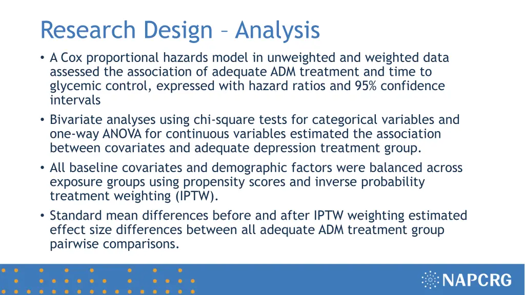 research design analysis a cox proportional