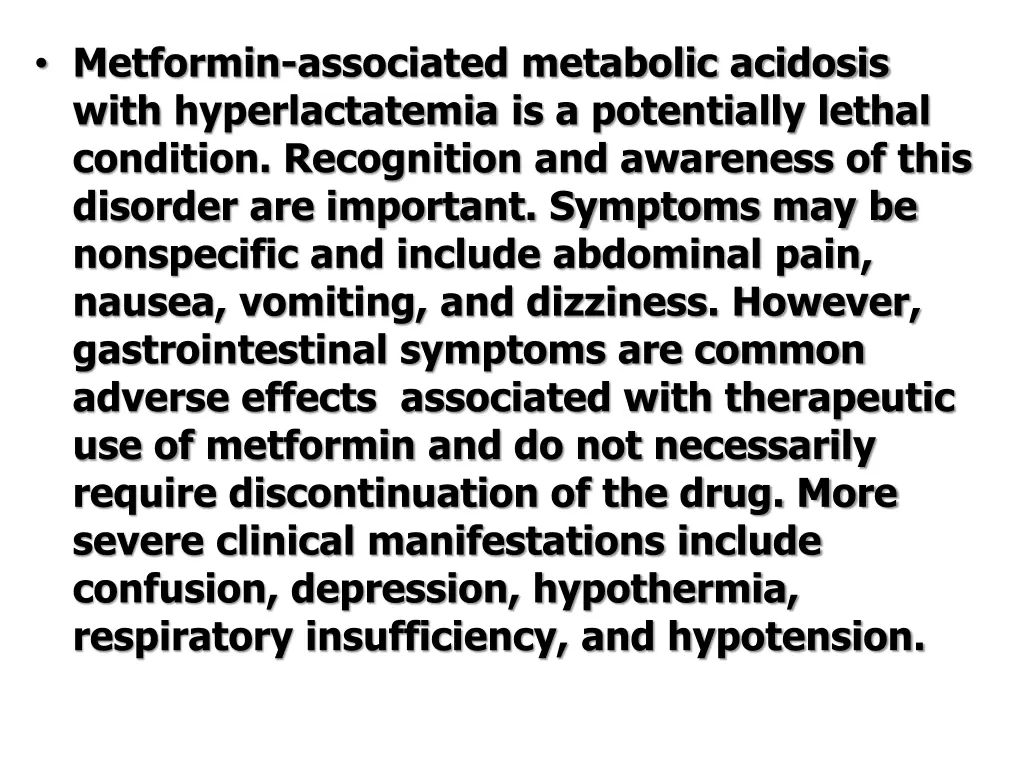 metformin associated metabolic acidosis with 1
