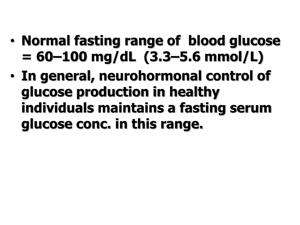 normal fasting range of blood glucose