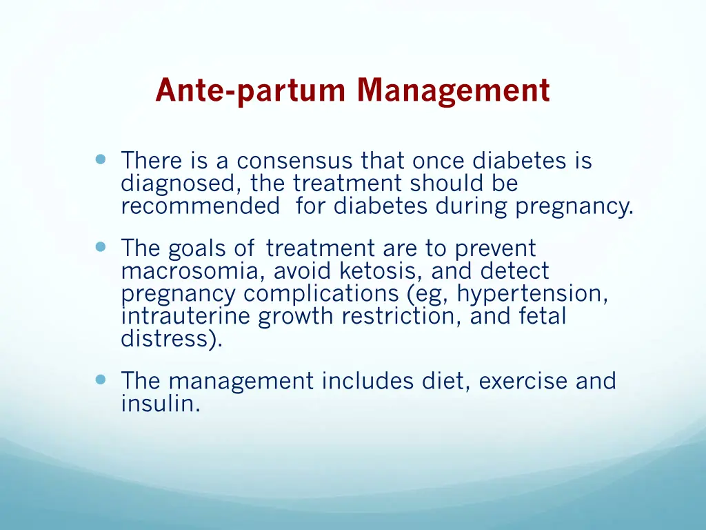 ante partum management