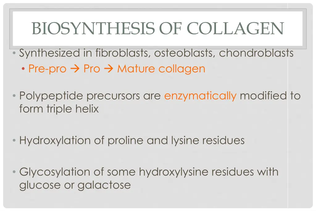 biosynthesis of collagen