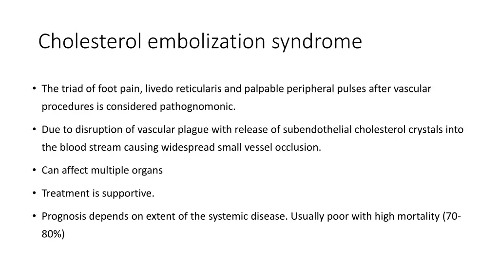 cholesterol embolization syndrome