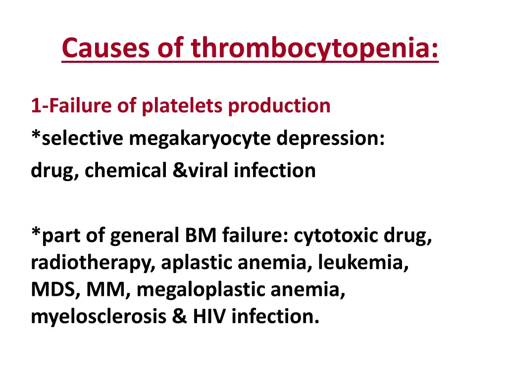 causes of thrombocytopenia