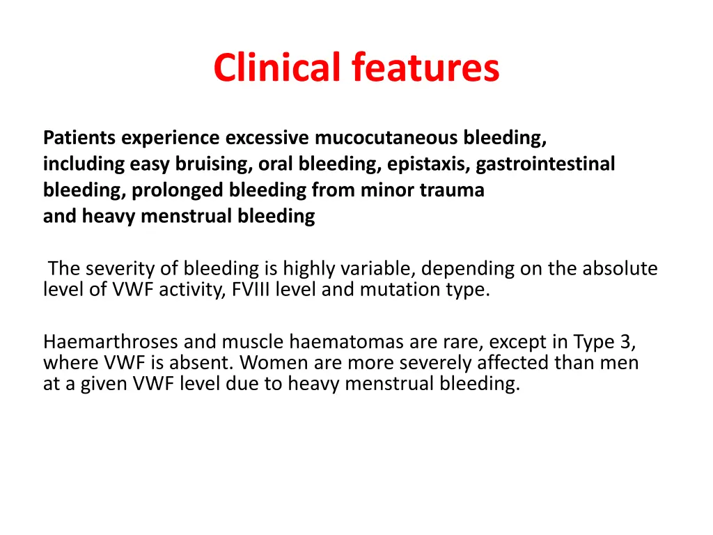clinical features
