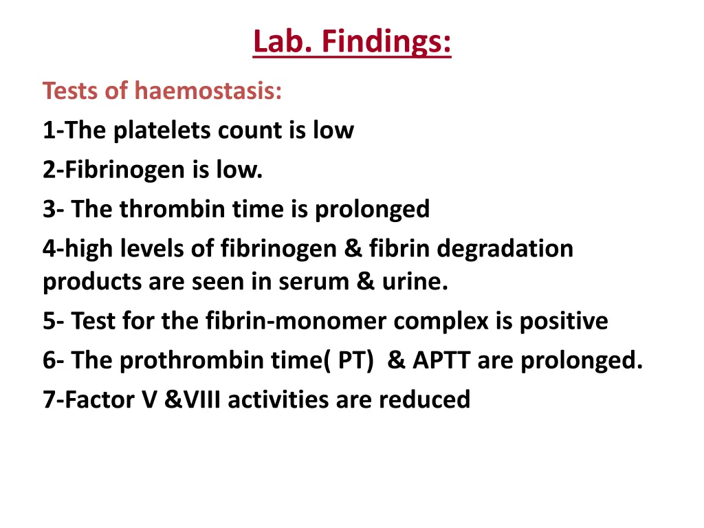lab findings