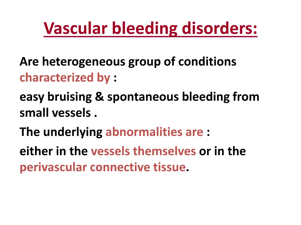 vascular bleeding disorders
