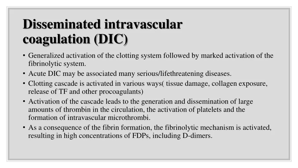 disseminated intravascular coagulation dic