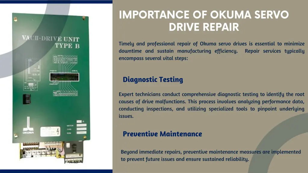 timely and professional repair of okuma servo
