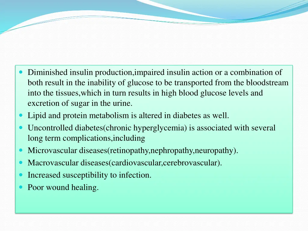 diminished insulin production impaired insulin