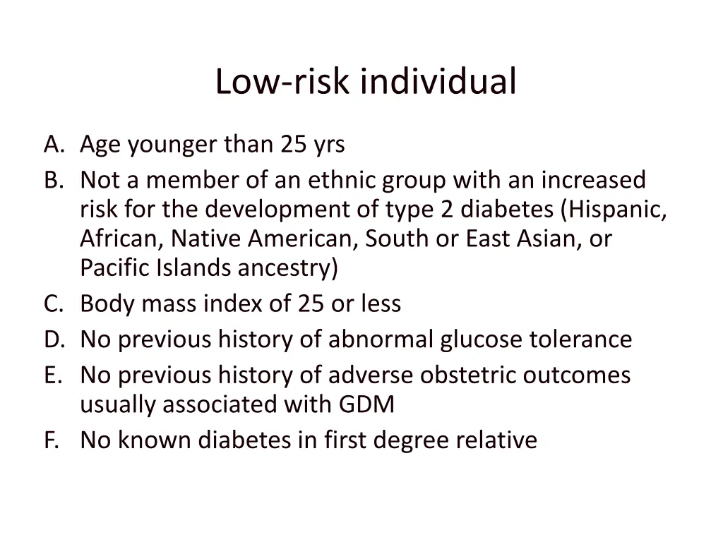low risk individual