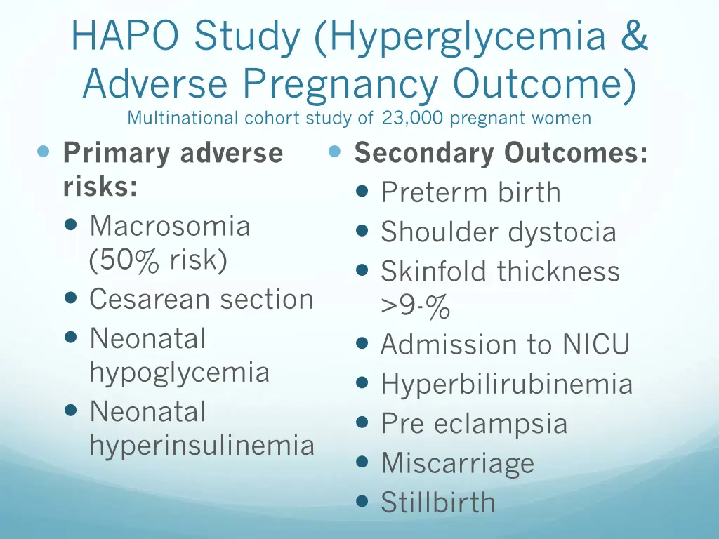hapo study hyperglycemia adverse pregnancy