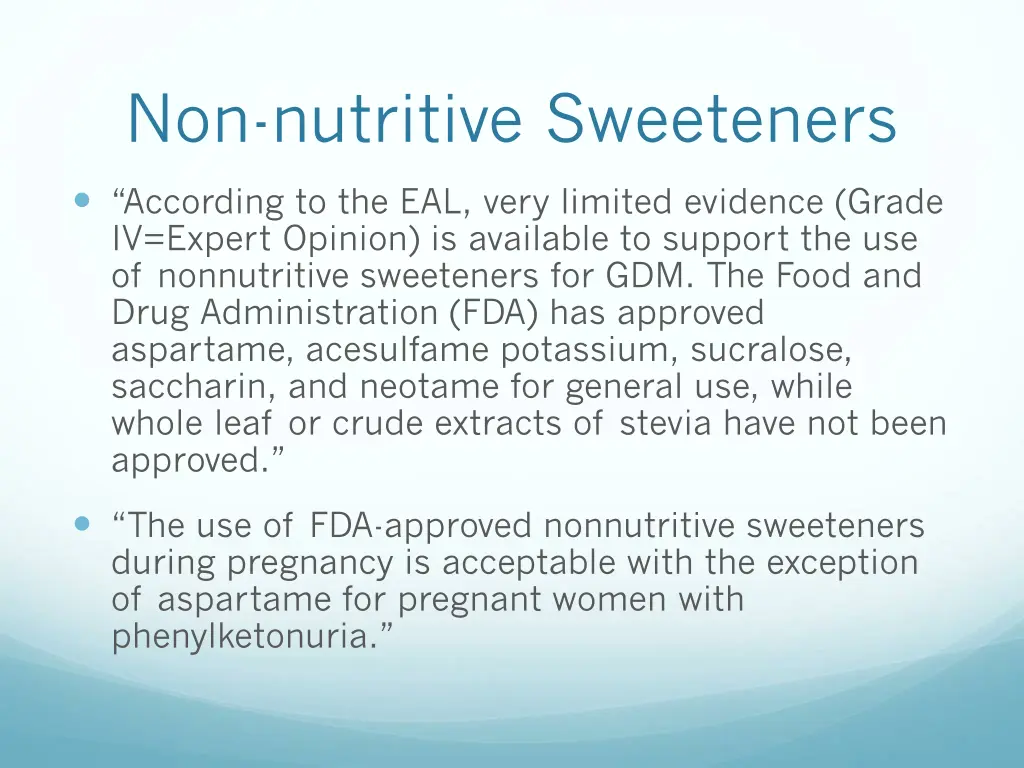 non nutritive sweeteners