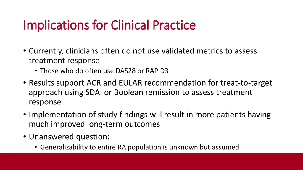 implications for clinical practice implications