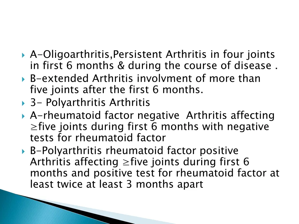 a oligoarthritis persistent arthritis in four