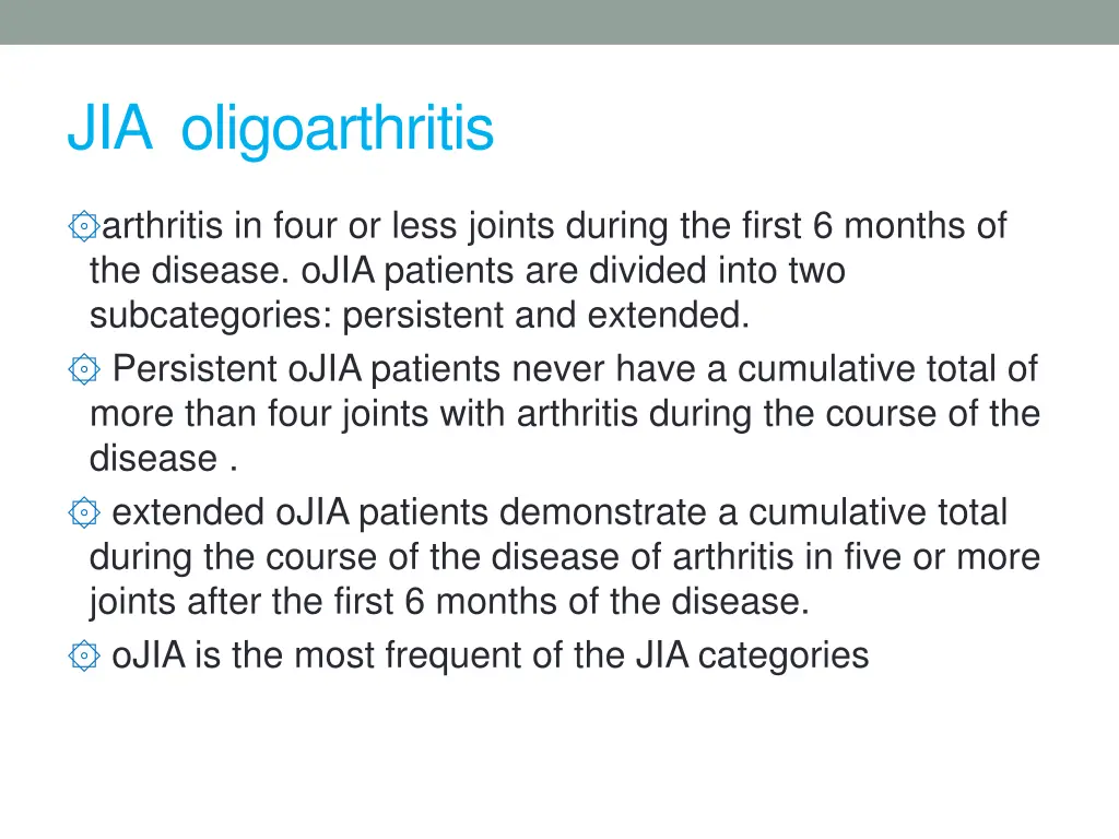 jia oligoarthritis