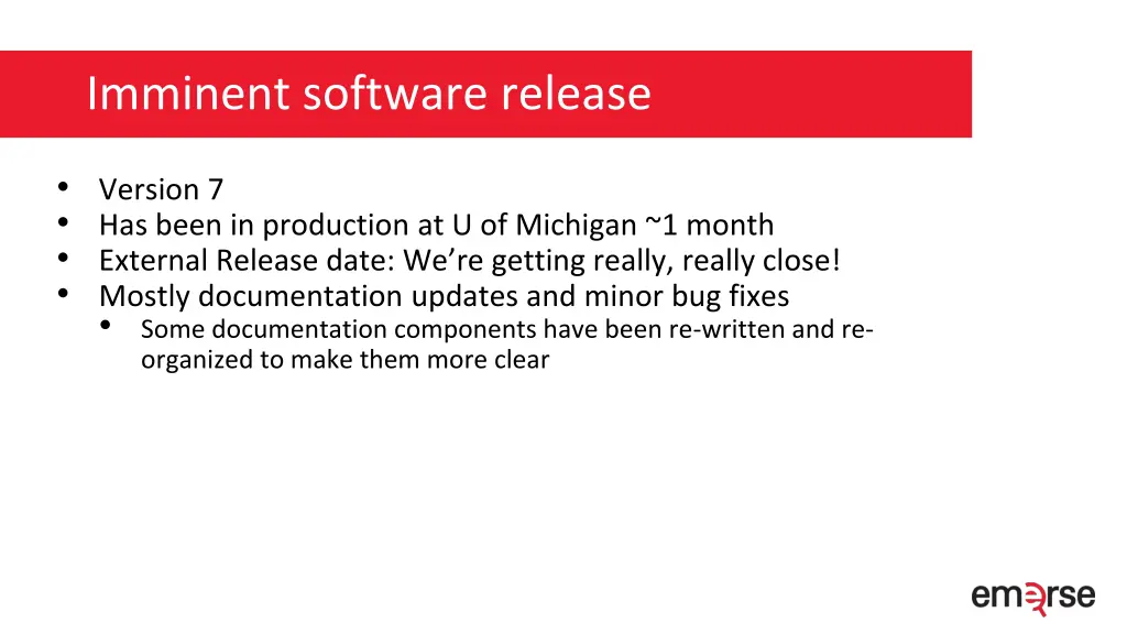 imminent software release