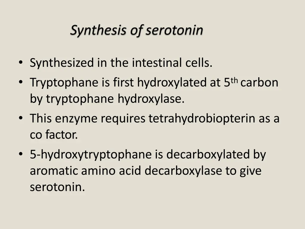 synthesis of serotonin