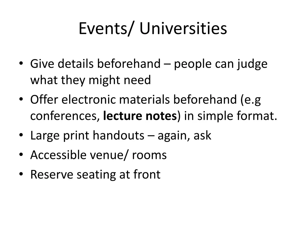 events universities