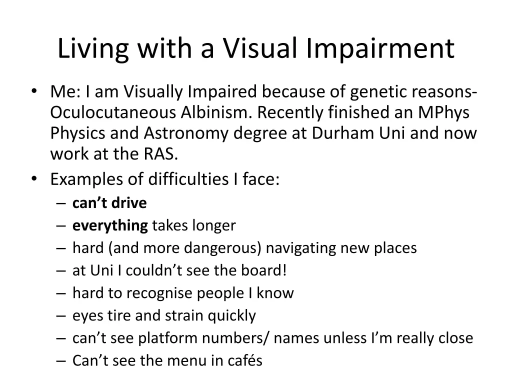 living with a visual impairment