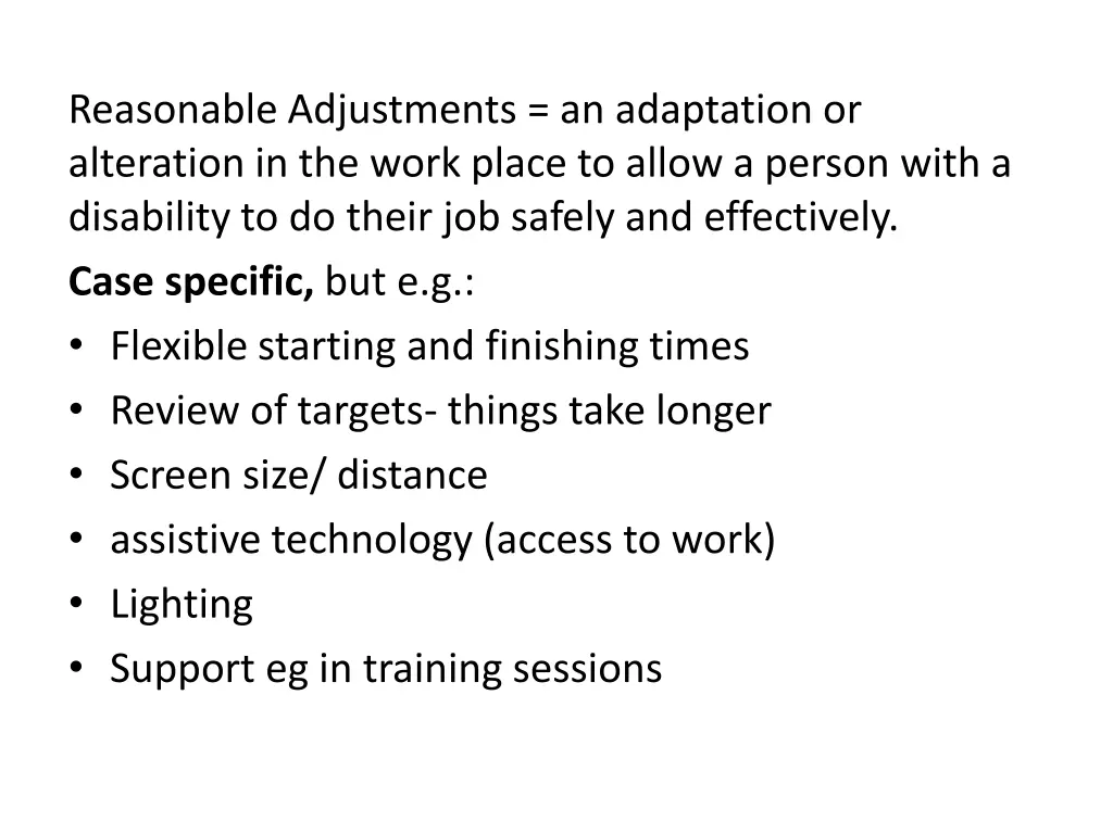 reasonable adjustments an adaptation