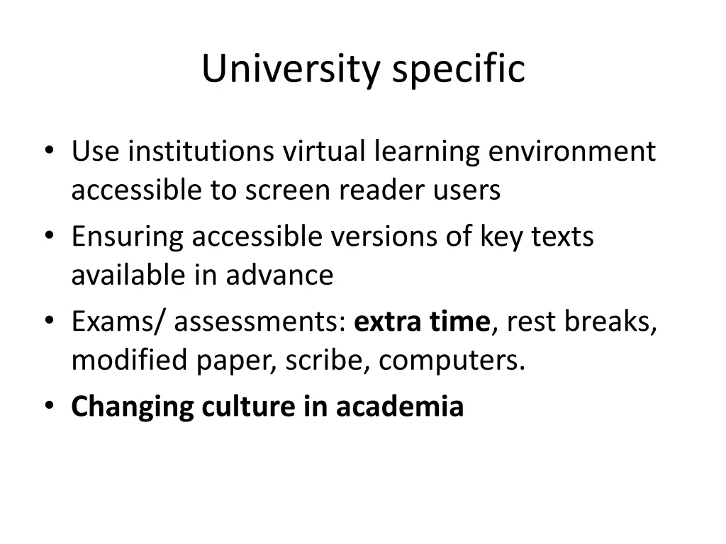 university specific