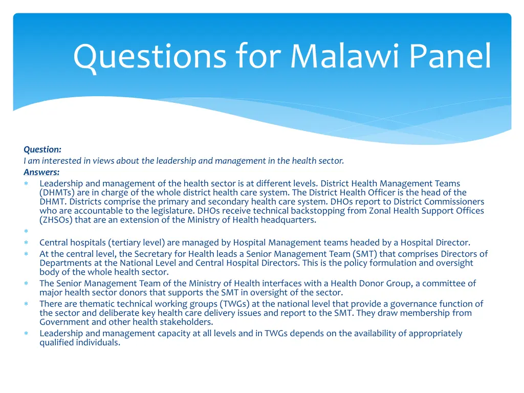 questions for malawi panel 11
