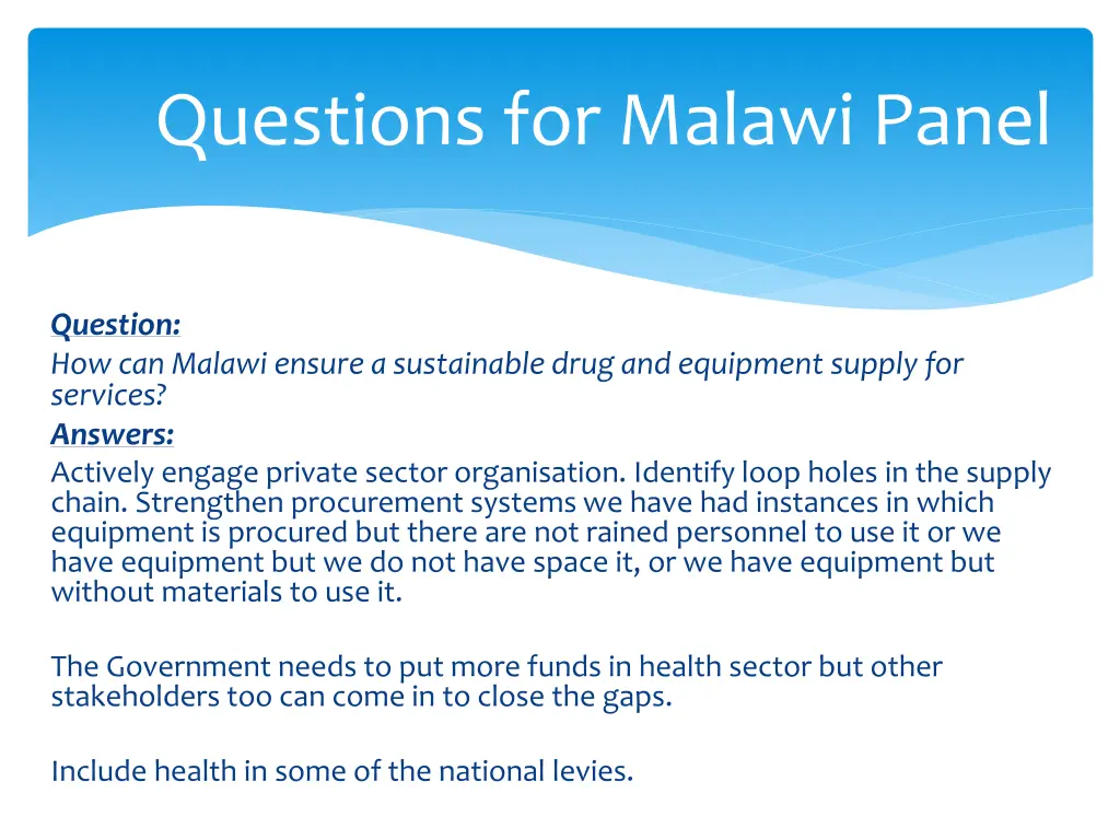 questions for malawi panel 13