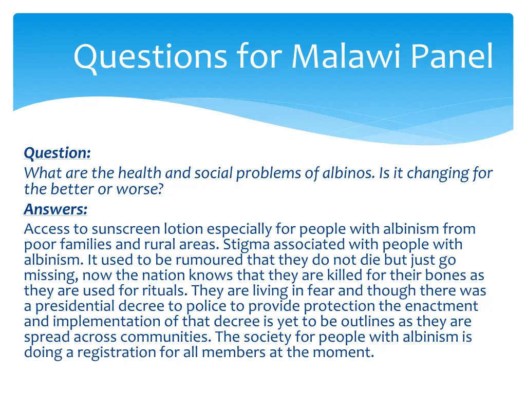 questions for malawi panel 17