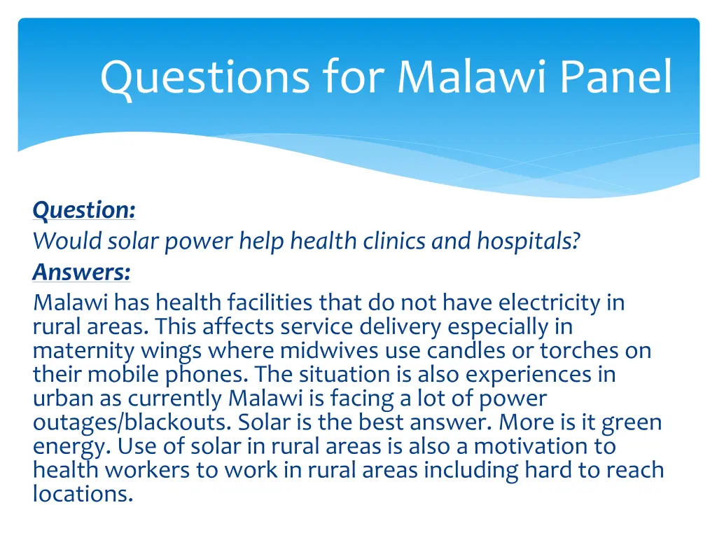 questions for malawi panel