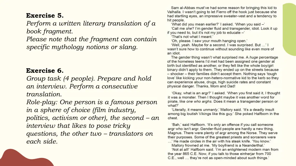 exercise 5 perform a written literary translation