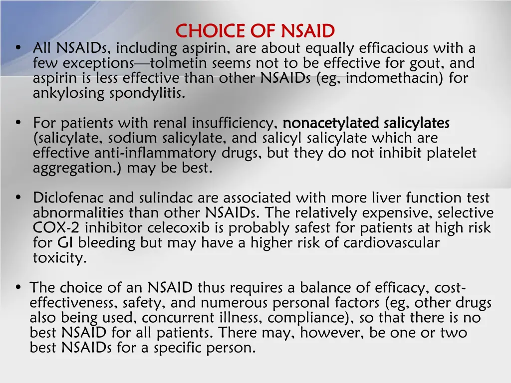 choice of nsaid choice of nsaid