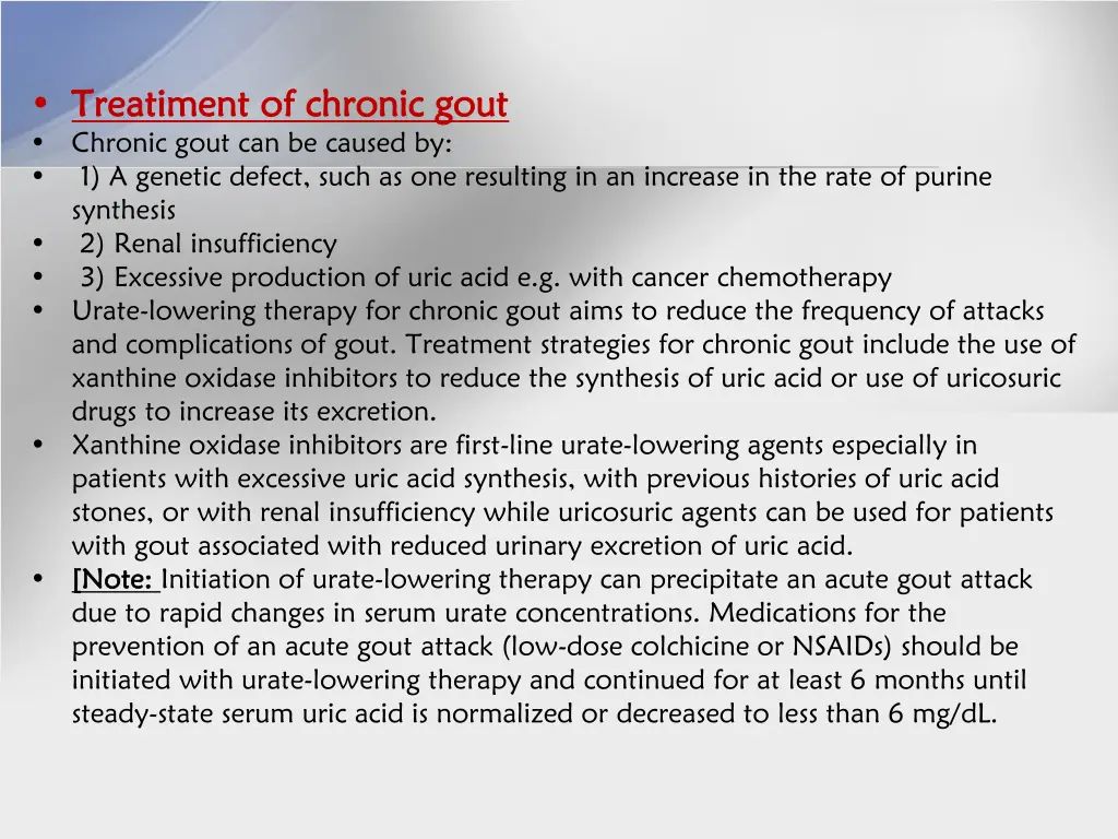 treatiment treatiment of chronic gout of chronic