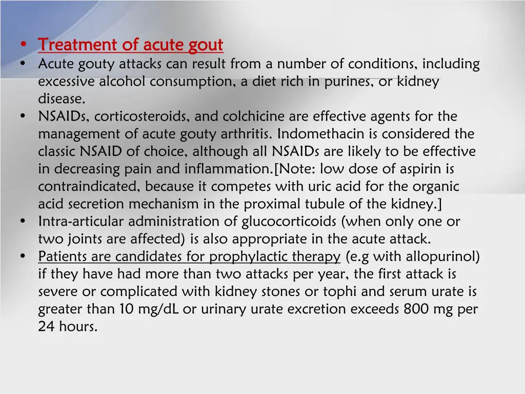 treatment of acute gout treatment of acute gout