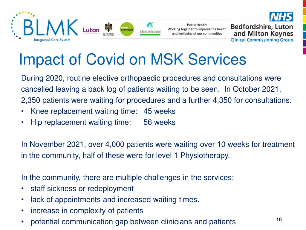 impact of covid on msk services