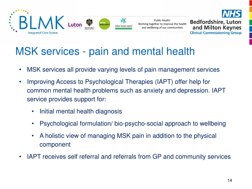msk services pain and mental health