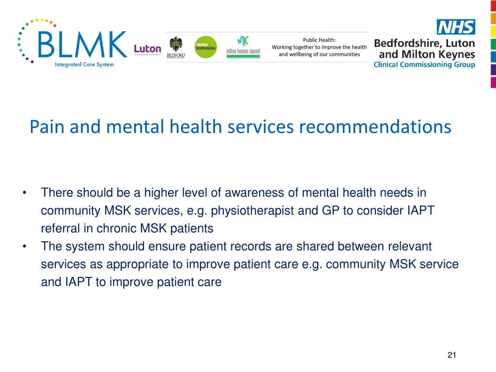 pain and mental health services recommendations 1