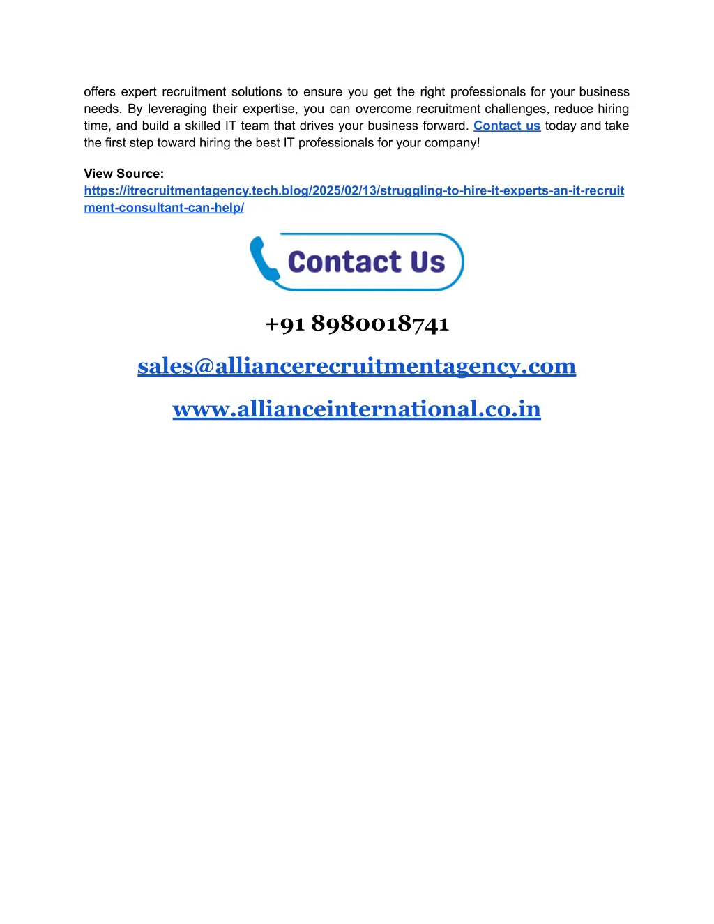 offers expert recruitment solutions to ensure