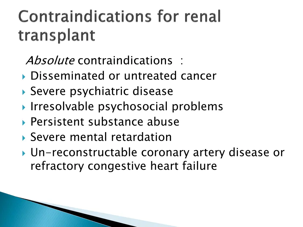 absolute contraindications disseminated