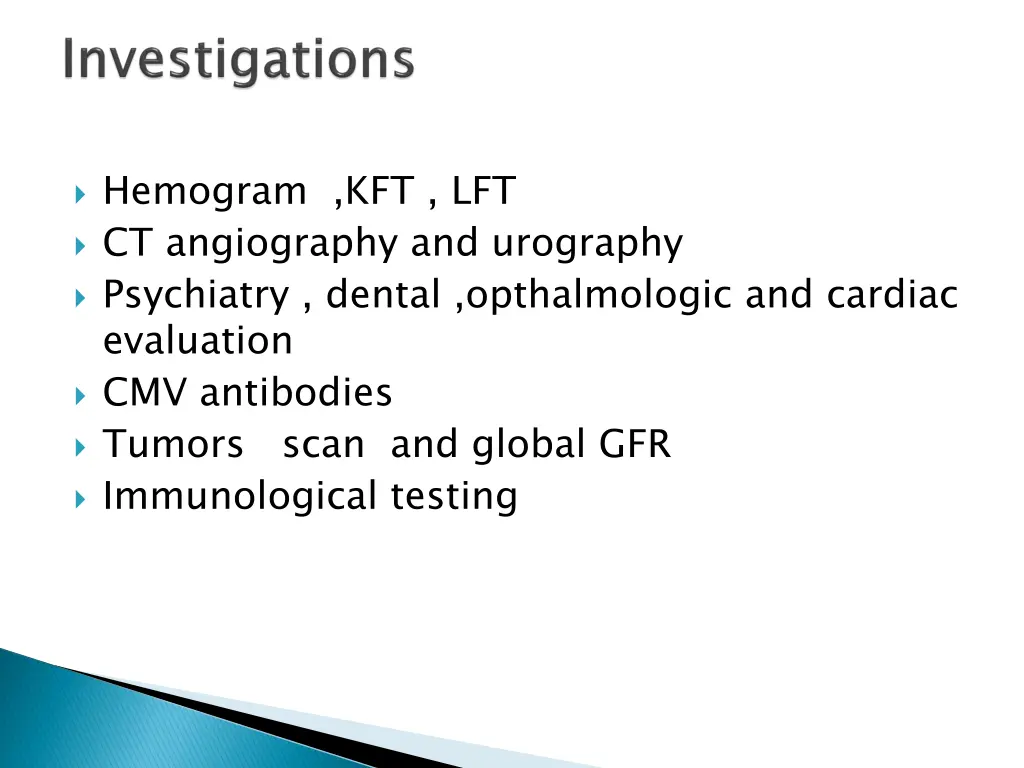 hemogram kft lft ct angiography and urography