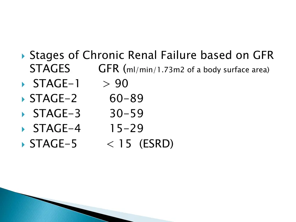stages of chronic renal failure based