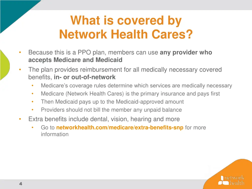 what is covered by network health cares