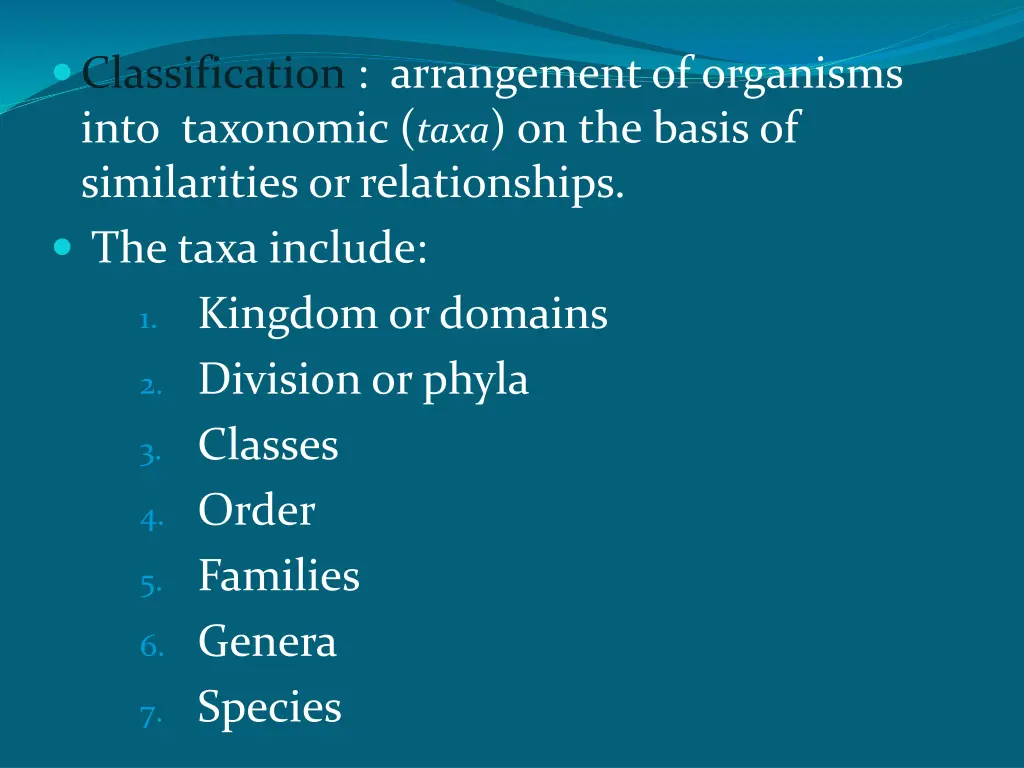 classification arrangement of organisms into
