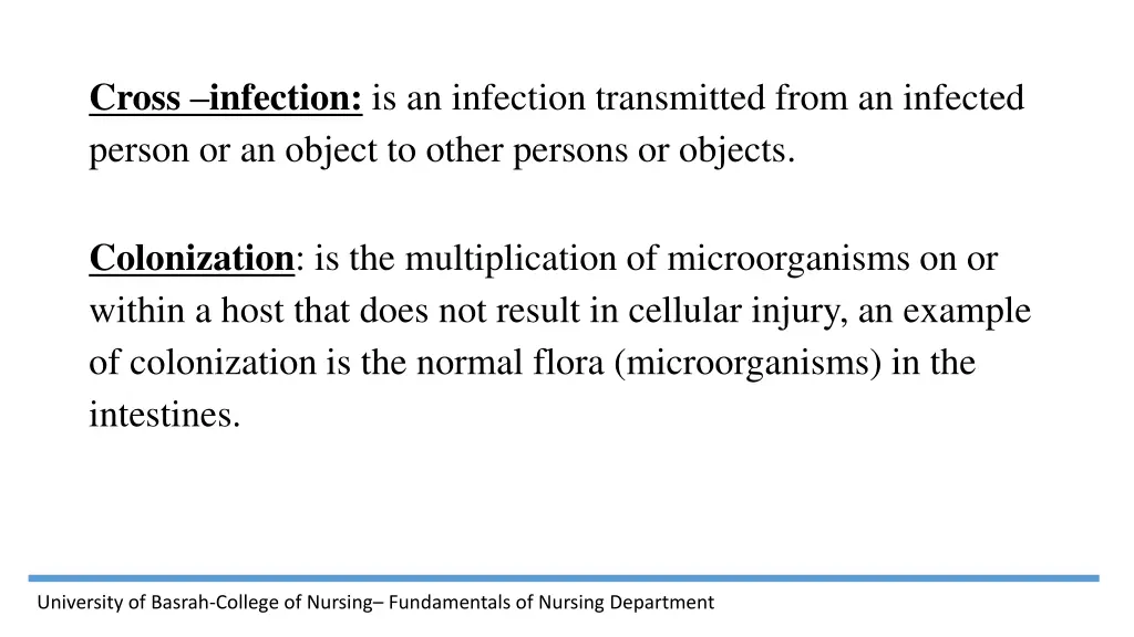 cross infection is an infection transmitted from