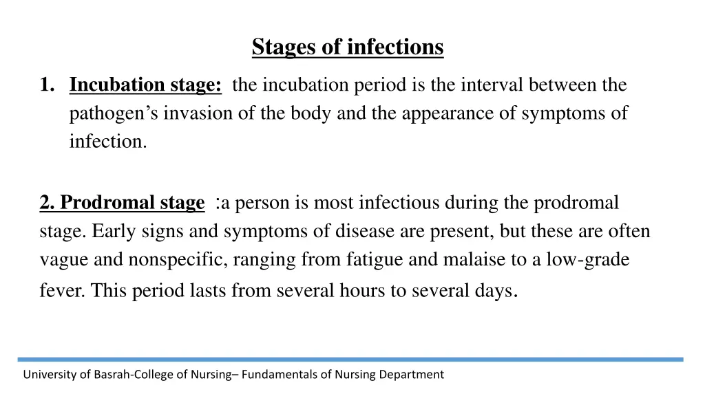 stages of infections