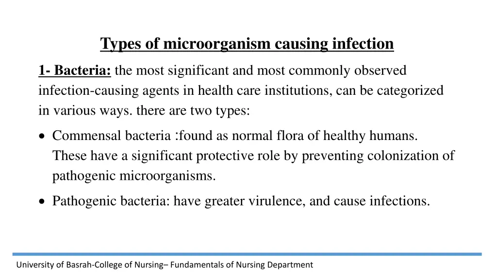 types of microorganism causing infection