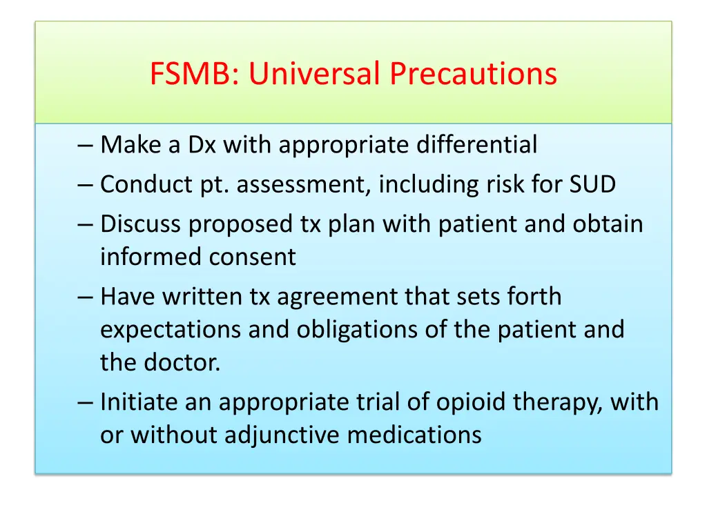fsmb universal precautions