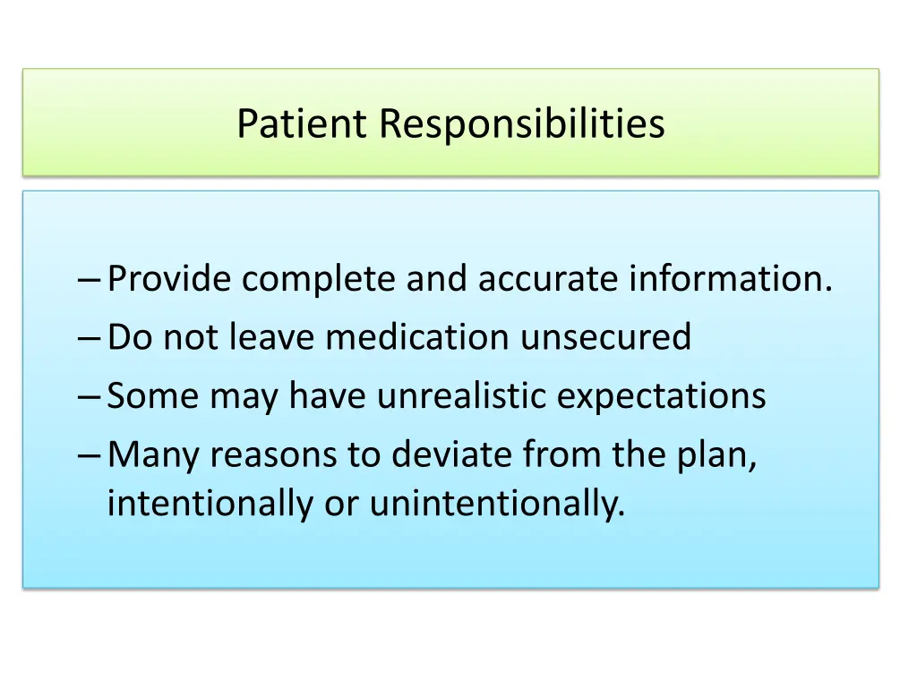 patient responsibilities