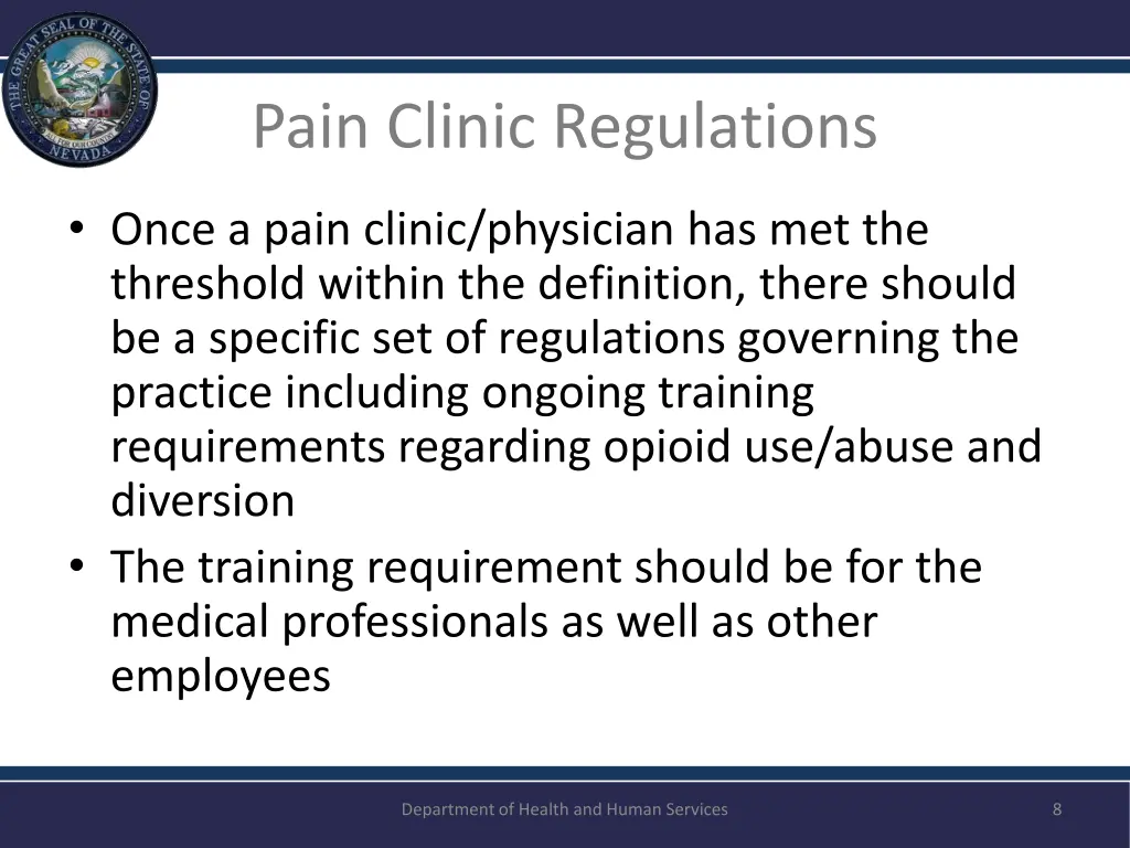 pain clinic regulations